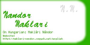 nandor maklari business card